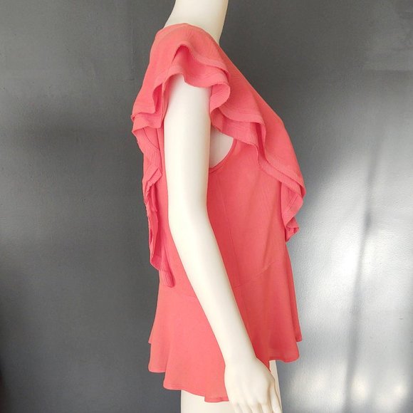 Ruffle detail w/peplum hem cap sleeve blouse - Picture 4 of 16